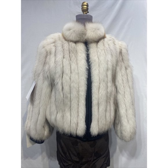 Blue Fox Jackets & Blazers - blue fox jacket leather hem trim w/ zipper (55042)